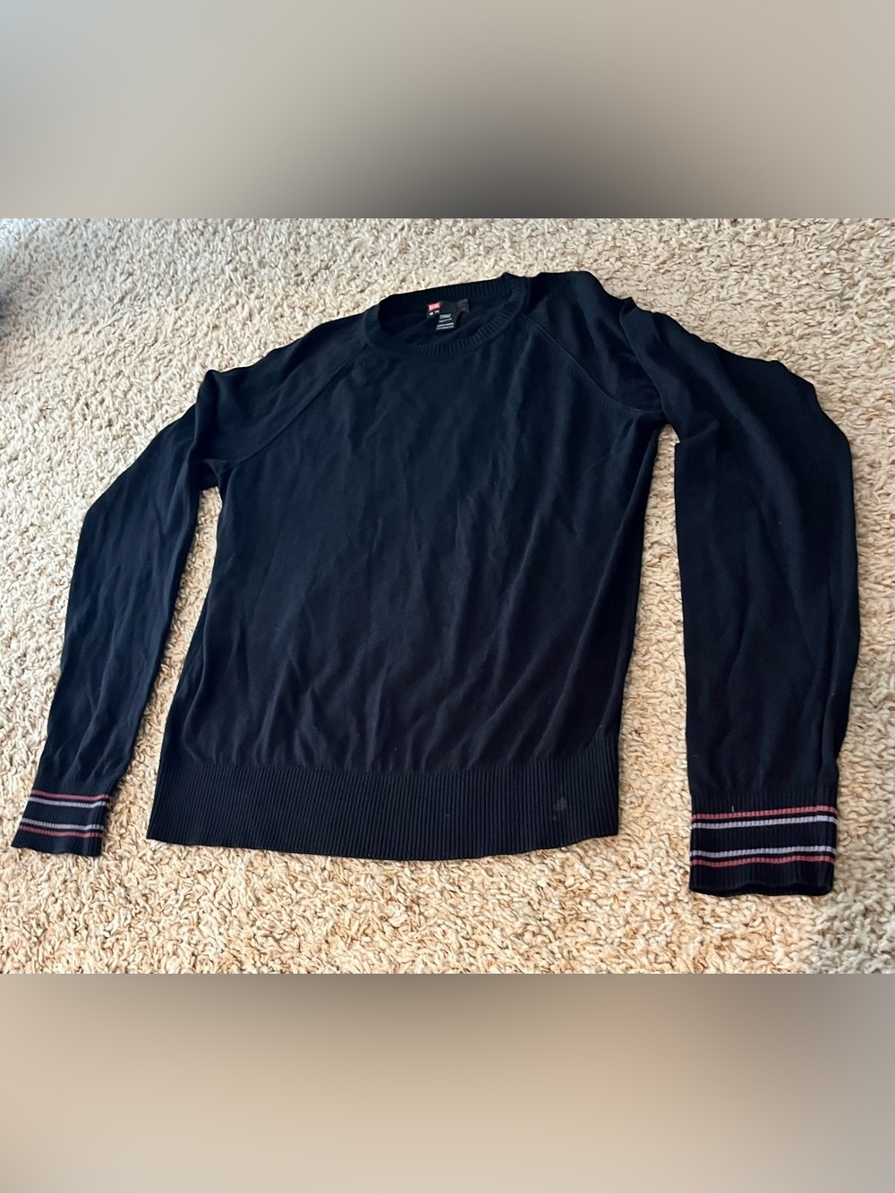 Diesel Black Crewneck Sweater with Subtle Stripe Detail